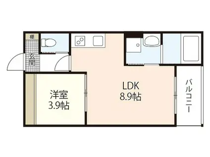 エクシア廿日市(1LDK/1階)の間取り写真