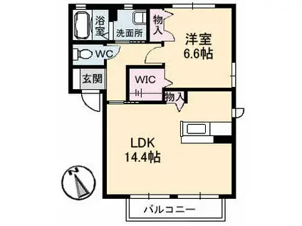 ダンデライオン C棟(1LDK/2階)の間取り写真