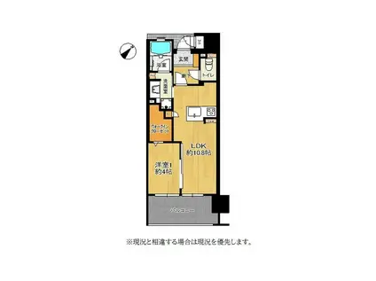 エイルマンション水道町II(1LDK/12階)の間取り写真