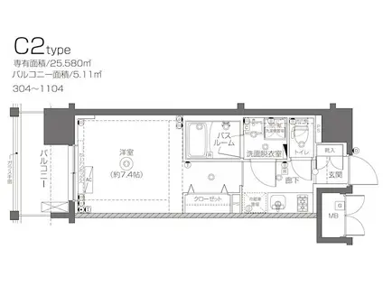 ZOOM王子神谷(1K/5階)の間取り写真