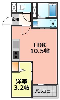 JACK KIRIHATAI(1LDK/3階)の間取り写真