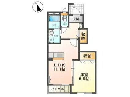 プレジャーズ(1LDK/1階)の間取り写真