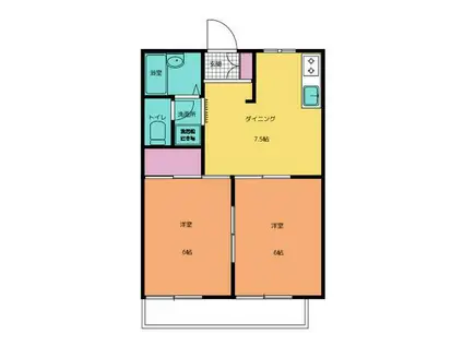 コスモピアまつ(2DK/2階)の間取り写真