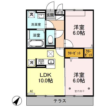 CLOVER FIELD(2LDK/1階)の間取り写真