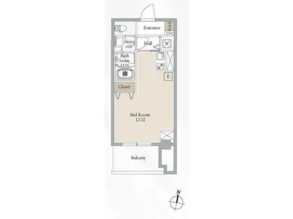 ブルーヴェル青葉通(ワンルーム/5階)の間取り写真