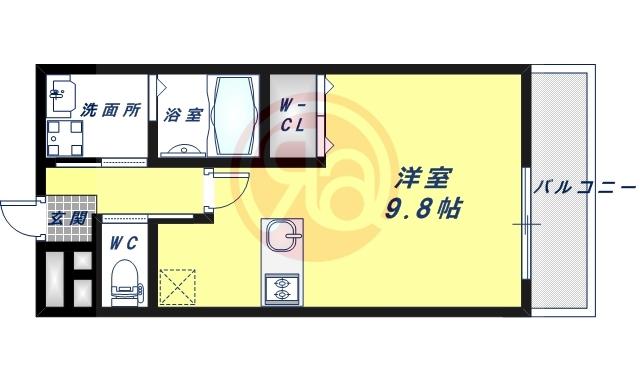 ジーメゾン墨江(ワンルーム/1階)の間取り写真