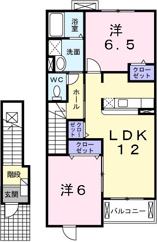 ヴェストA(2LDK/2階)の間取り写真