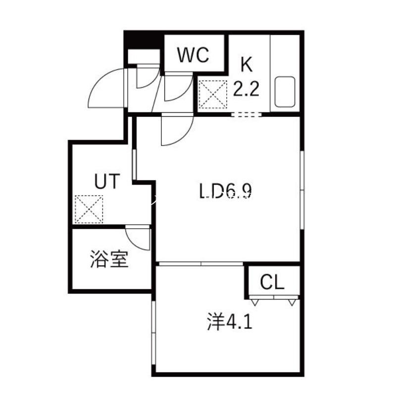 シティプレミア新道東 北32条東17丁目MS(1LDK/1階)の間取り写真