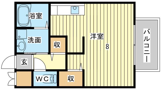 コンフォートテクノIIA(1K/2階)の間取り写真
