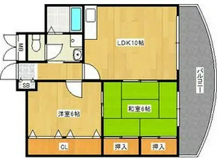 ロイヤル安立(2LDK/5階)の間取り写真
