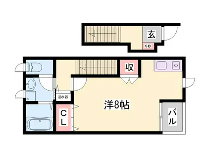 ルシエール姫路(1K/2階)の間取り写真