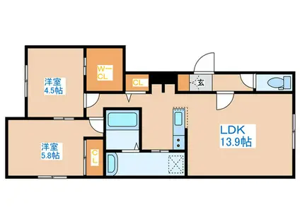 MKガーデン澄川(2LDK/1階)の間取り写真