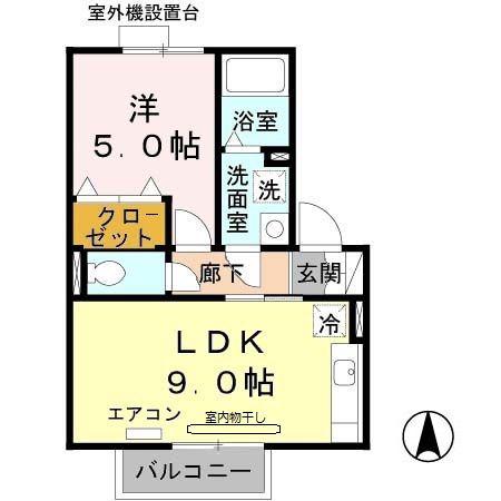アトリオ・フラン B棟(1LDK/2階)の間取り写真