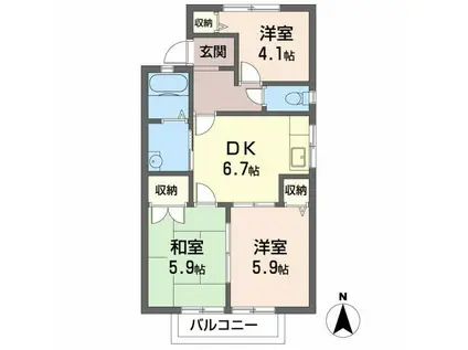 松本ハイツ東(3DK/2階)の間取り写真