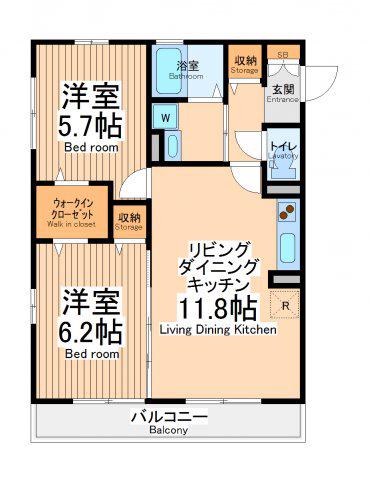 ボナール(2LDK/3階)の間取り写真