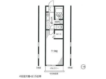 エルコート(1K/2階)の間取り写真