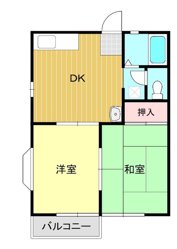 ゴールドハイツI(2DK/2階)の間取り写真