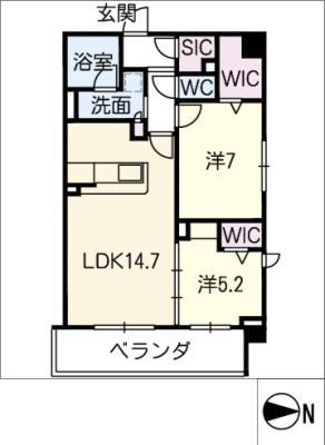 ノルシャトー(2LDK/5階)の間取り写真