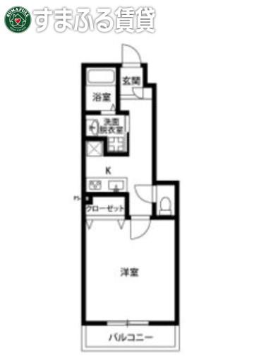 アンプルール リーブル HUGEL I(1K/1階)の間取り写真