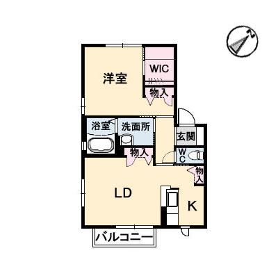 シャーメゾン洛陽A(1LDK/2階)の間取り写真