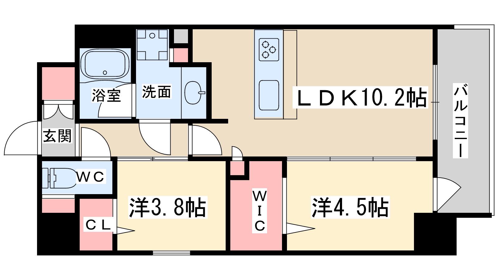 アーバネックス東梅田(2LDK/4階)の間取り写真