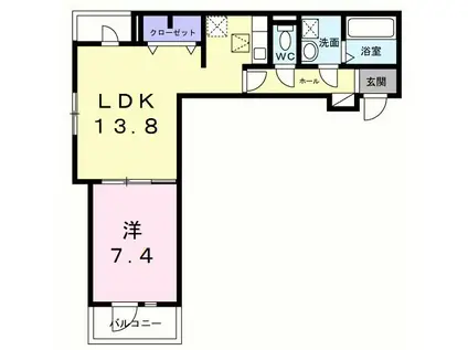 ヒカルサ岸和田畑町(1LDK/1階)の間取り写真