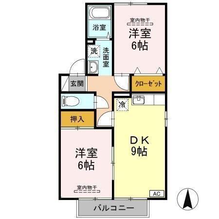 エクレールA(2DK/2階)の間取り写真