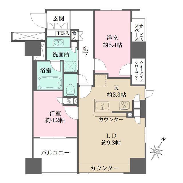 BELISTA横浜弐番館(2LDK/5階)の間取り写真