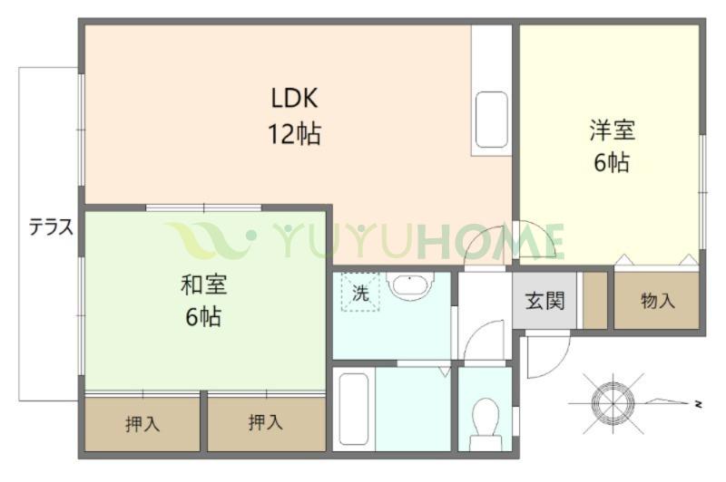 セジュール久留米インターA(2LDK/1階)の間取り写真