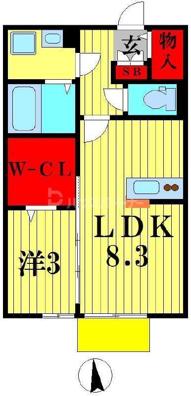 ヴァンベール(1LDK/2階)の間取り写真