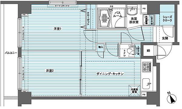 フェニックス日本橋兜町参番館(2DK/6階)の間取り写真