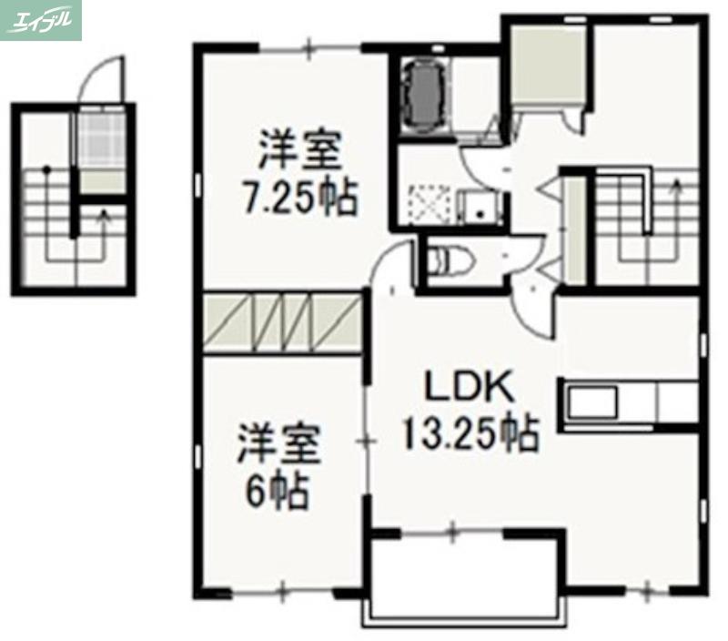 ヴィラ・ド・フルール B(2LDK/2階)の間取り写真