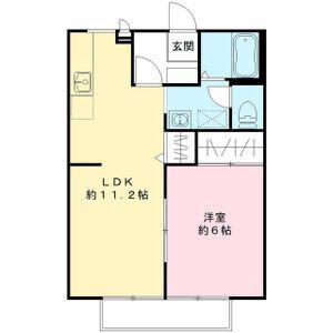 レインボーハイツ(1LDK/2階)の間取り写真