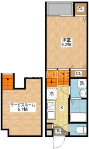 VIOLA KOGA(1SK/2階)の間取り写真