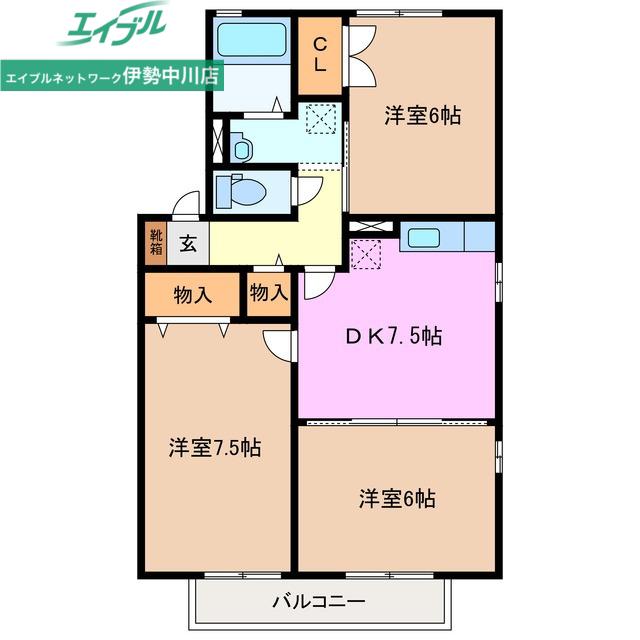 CHATEAU A(2LDK/2階)の間取り写真