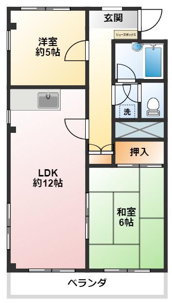 ドゥエル弥生(2LDK/2階)の間取り写真