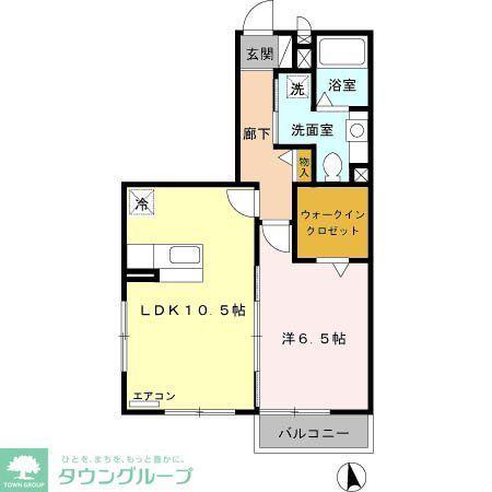 ソレアードII(1LDK/2階)の間取り写真