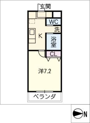 A・CITY鳴海(1K/2階)の間取り写真