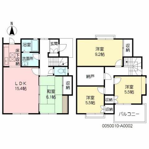 ヒルズ茶山A棟(4LDK/1階)の間取り写真