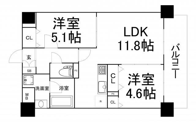レミオコート都島(2LDK/3階)の間取り写真