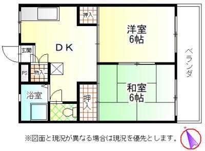 高橋コーポ(2DK/3階)の間取り写真