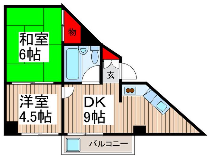第二松戸グリーンハイツ(2DK/6階)の間取り写真