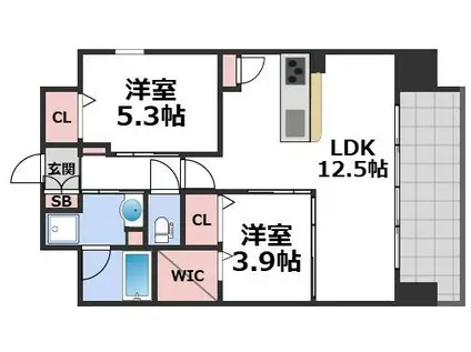 LIVECASA関目(2LDK/9階)の間取り写真