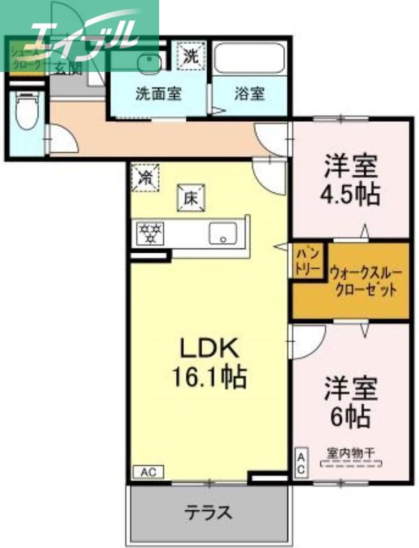 アルモ ギオーネ(2LDK/1階)の間取り写真