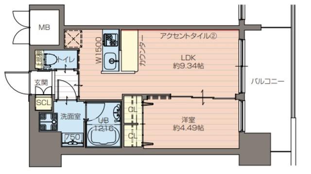 プレジオ都島ASIAN(1LDK/6階)の間取り写真
