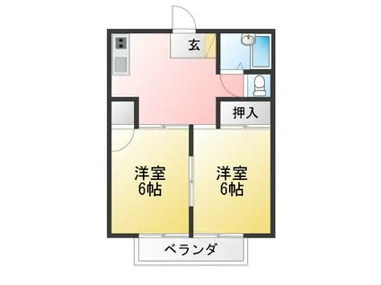 シティハイツやまみちB(2DK/2階)の間取り写真