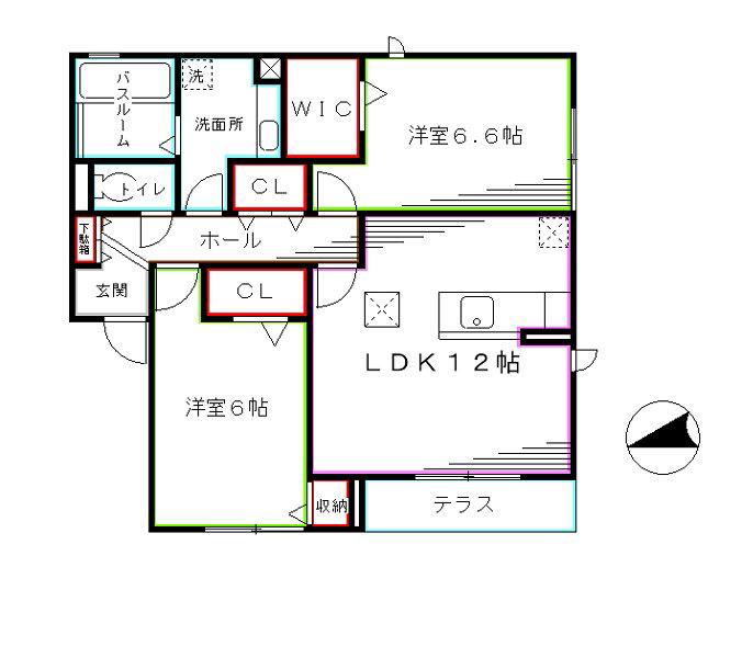 アンダンテ(2LDK/2階)の間取り写真