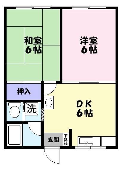クリーンハイツ(2DK/2階)の間取り写真