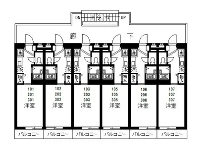 クレセントハイム(1K/1階)の間取り写真