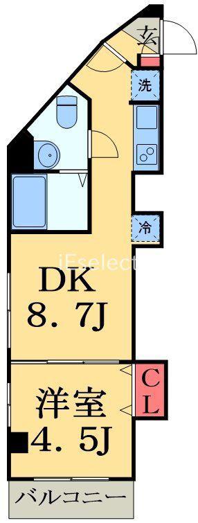 サザンクロス東千葉(1DK/2階)の間取り写真